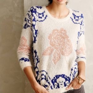 La Fee Verte Feathered Scroll Pullover Sweater